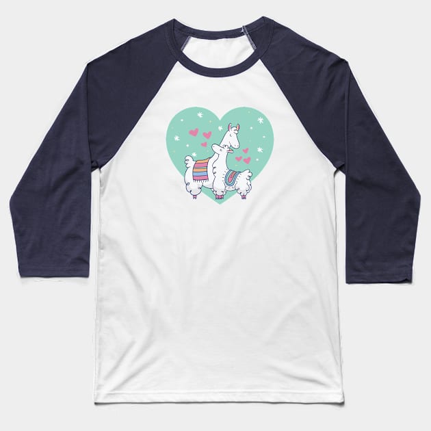 Llama Love // Cute Animal Valentine Baseball T-Shirt by SLAG_Creative